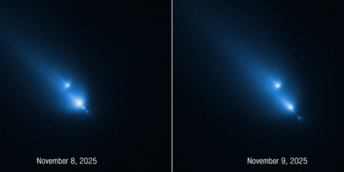 Hubble случайно заснял уникальный распад кометы на четыре части после сближения с Солнцем | New-Science.ru